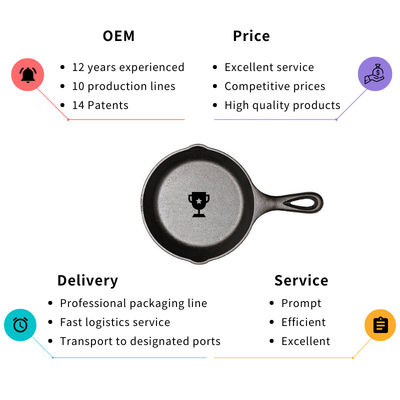 Лоток Skillet литого железа ODM OEM Pre приправил сковороду 26/30cm