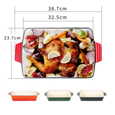 лоток выпечки литого железа покрытия эмали сковороды литого железа 27*24*4.5cm сверхмощный
