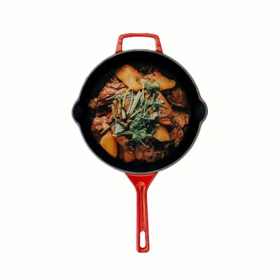 Не покрытый эмалью ручкой лоток картофеля фри Skillet литого железа глубокий с ручками