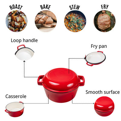 сотейник 2 литого железа 4.8L в 1 печи литого железа голландской с крышкой Skillet