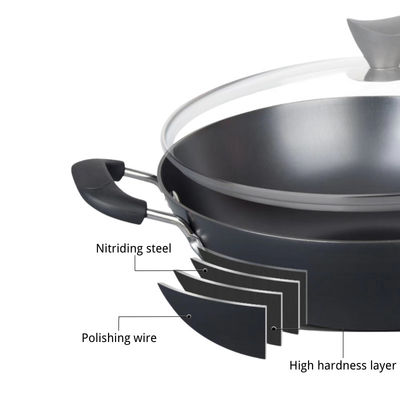 Крышка ручки лотка 30cm вка индукции Skillet литого железа китайская деревянная