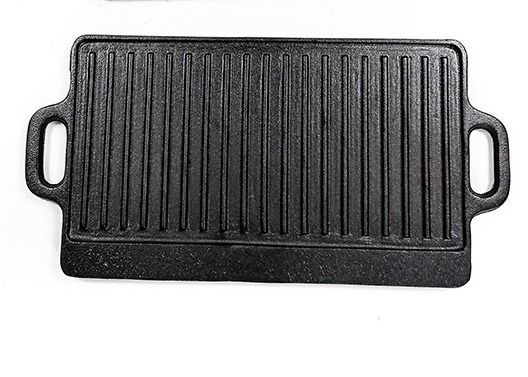 Griddle литого железа 2 ручек прямоугольный с гребнями 18x9.4x0.6inch