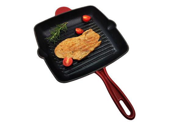 Зеленый покрытый эмалью Fryer литого железа ручки лотка Skillet литого железа не глубокий