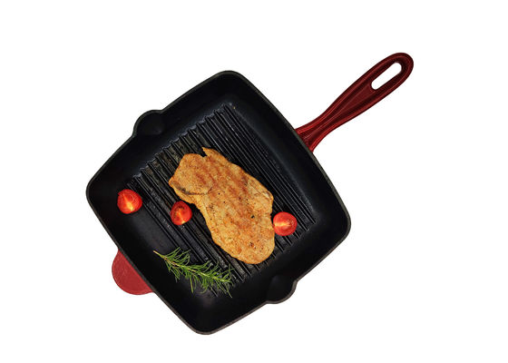 Зеленый покрытый эмалью Fryer литого железа ручки лотка Skillet литого железа не глубокий