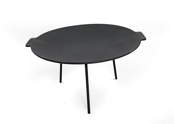 гриль литого железа 5.5kg 44cm Griddle не лоток гриля ручки с 3 ногами