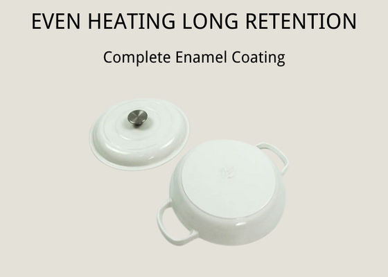 Белое блюдо сотейника эмали сотейника литого железа полностью стеклянная верхняя часть