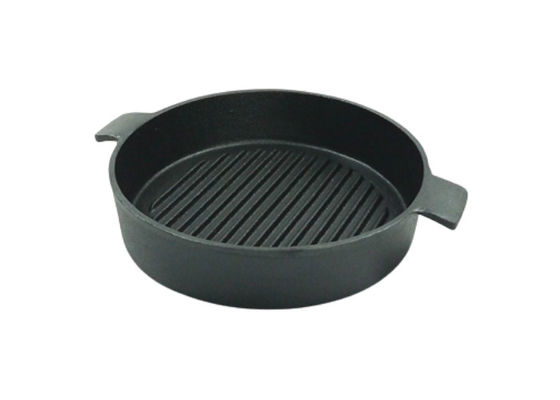 OEM ODM Cast Iron Frying Pan 24.5/26.5cm BSCI For Induction Stove Tops