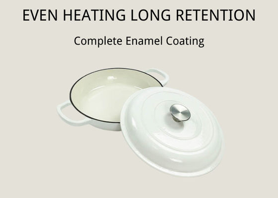 Белое блюдо сотейника эмали сотейника литого железа полностью стеклянная верхняя часть