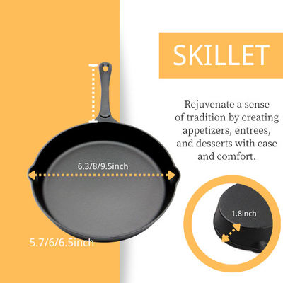 Круглый Skillet литого железа Пре-закаленный: Улучшите для домашней кухни и на открытом воздухе дюйма приготовления на гриле 10/12 дюймов