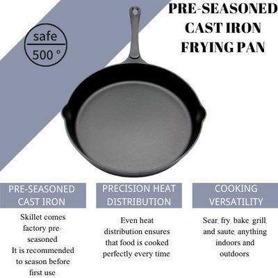 Круглый Skillet литого железа Пре-закаленный: Улучшите для домашней кухни и на открытом воздухе дюйма приготовления на гриле 10/12 дюймов