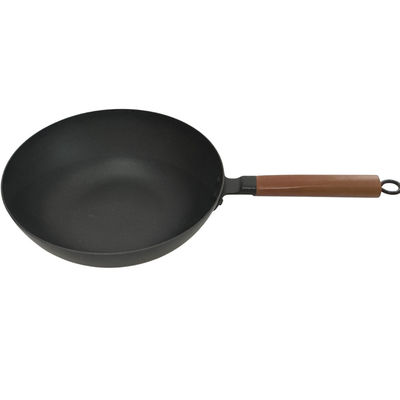 12&quot; вок Skillet литого железа SGS диаметра с деревянной ручкой