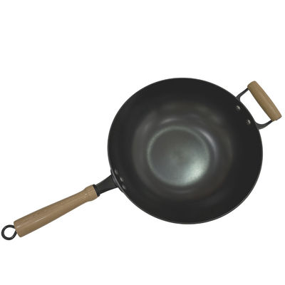 12&quot; вок Skillet литого железа SGS диаметра с деревянной ручкой
