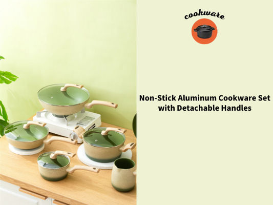 Cookware BSCI облегченный алюминиевый установил 8Piece с деревянной ручкой