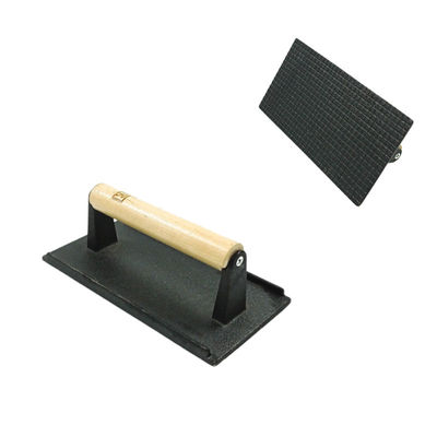 пресса стейка литого железа 21X11X1.2cm прямоугольная с деревянной ручкой