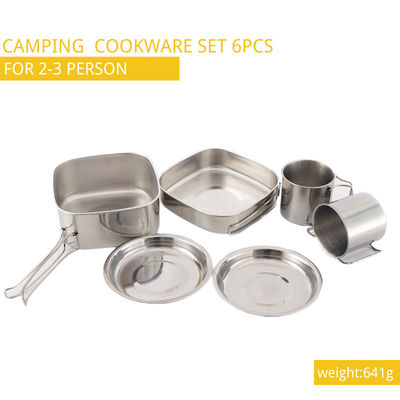 H6.8CM располагаясь лагерем варящ Cookware 6pcs/Set нержавеющей стали набора D14.7CM располагаясь лагерем