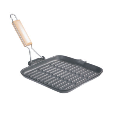 Квадратный гриль литого железа Griddle Pre закаленный плоский гриль Skillet утюга со складывая ручкой