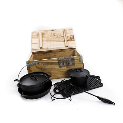 OEM Pre приправил Cookware литого железа установил для располагаться лагерем
